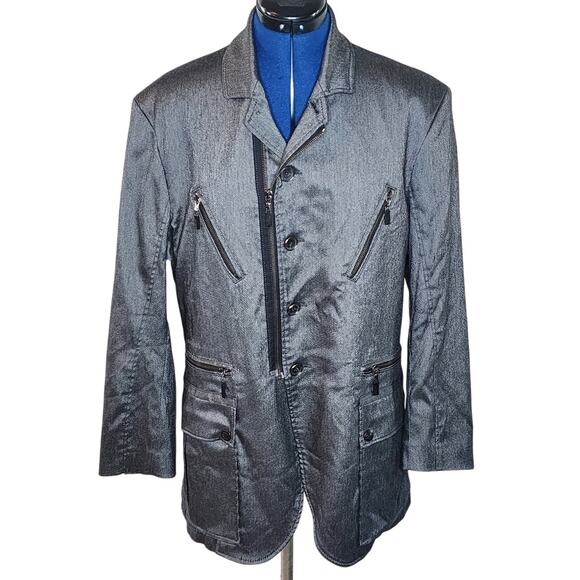 Just Cavalli Cargo Jacket, Metallic Grey, Italian 54/US L - Picture 1 of 8